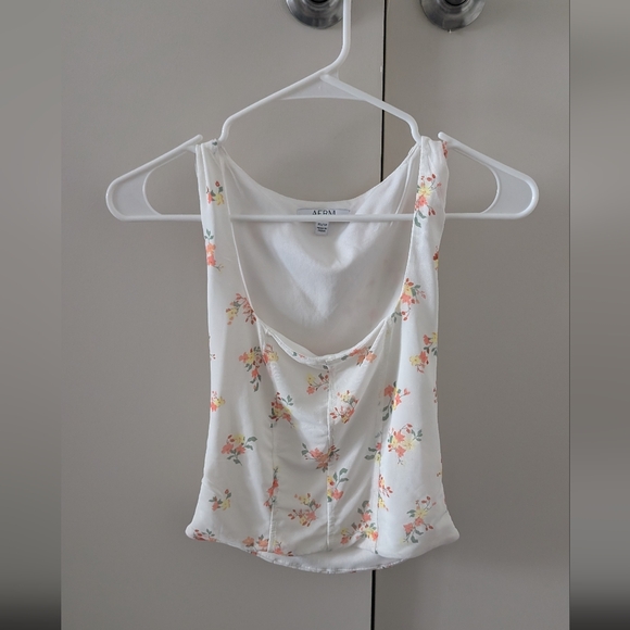 Floral Tank Top - White and Pink - Picture 1 of 4